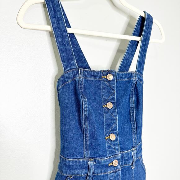 J. Crew Womens Denim Apron Dress Sleeveless Button Front Medium Wash 4 NWT - Picture 4 of 9
